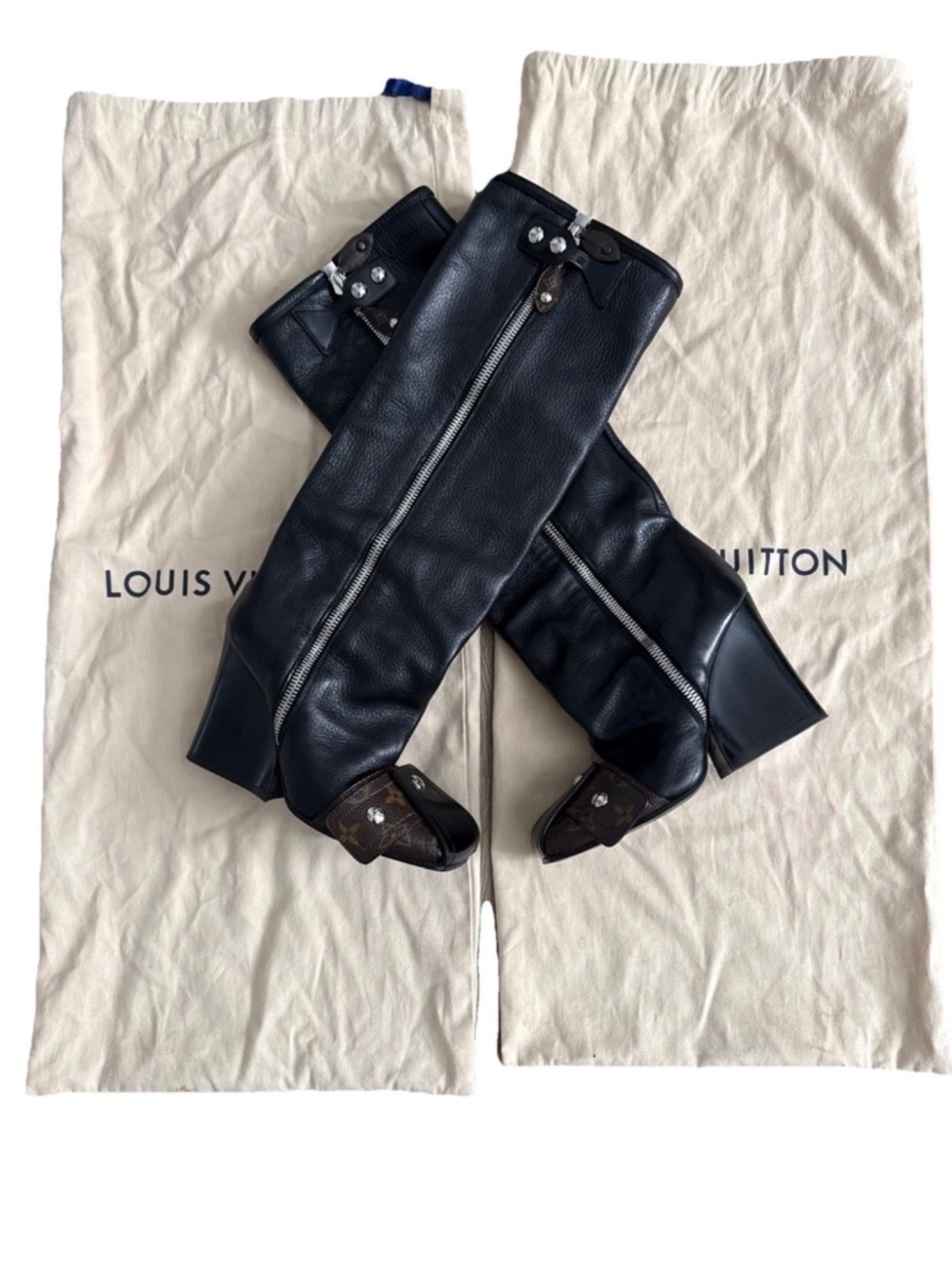 Louis Vuitton Patti wedge high riding leather boots 36 EU